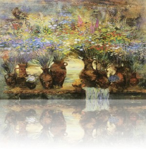 Цветы и кувшины. 130 x 190 холст, масло 2008